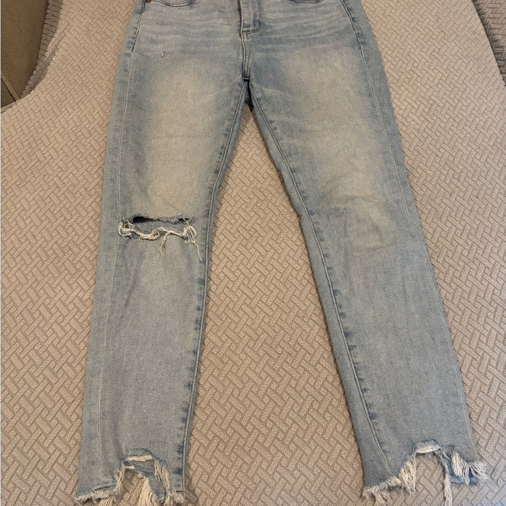 LOFT Light Blue Distressed Skinny Jeans